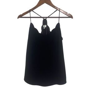 J. Crew Black Scalloped Camisole Top